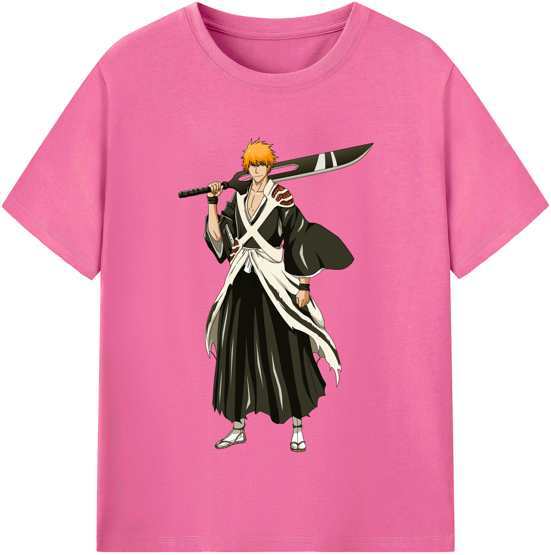 （画像用） ブリーチ 黒崎一護（くろさき いちご）BLEACH Kurosaki Ichigo レディースカジュアルプリントTシャツ（綿100％）